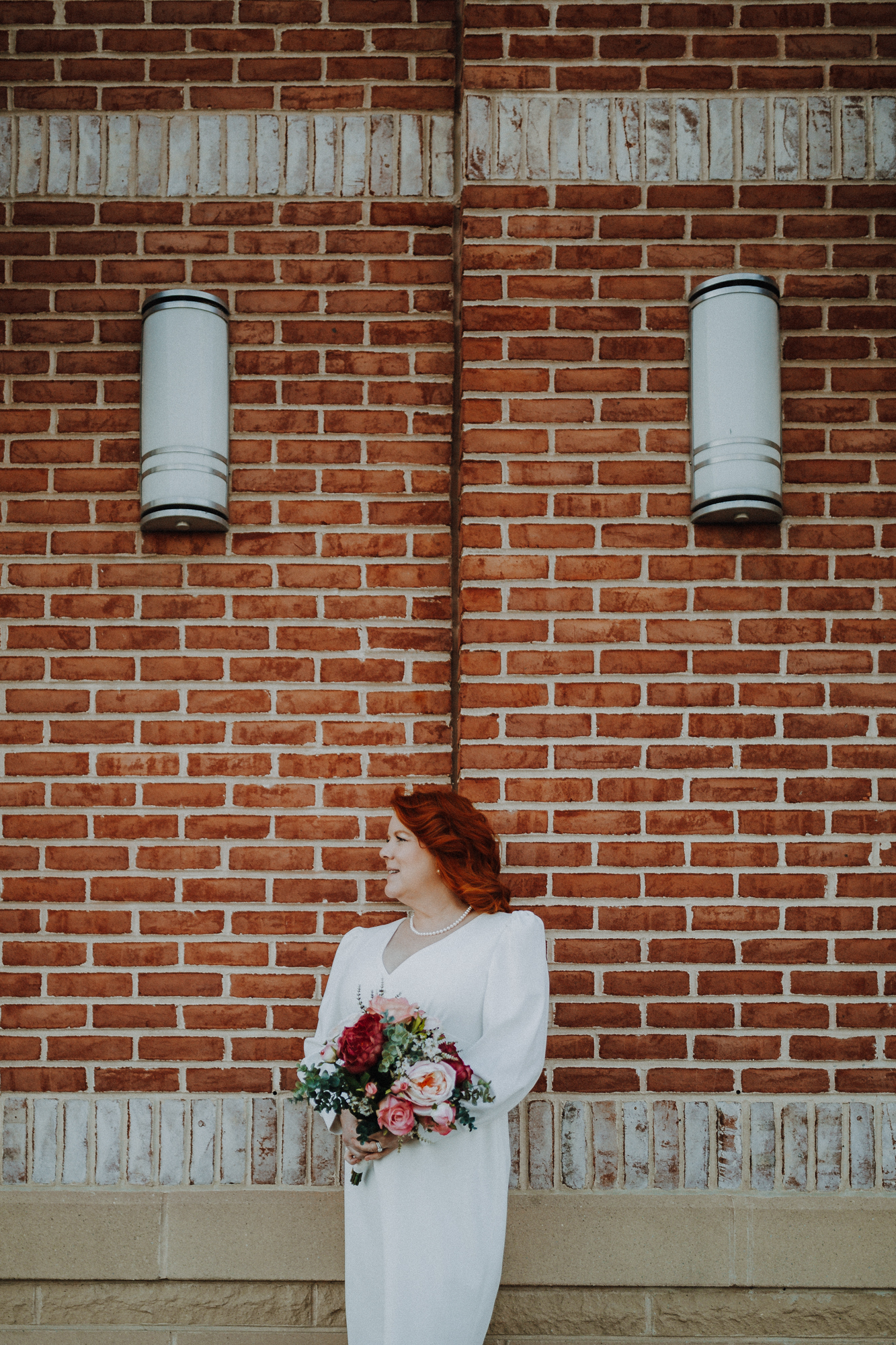 Bride looking to her right during elopement